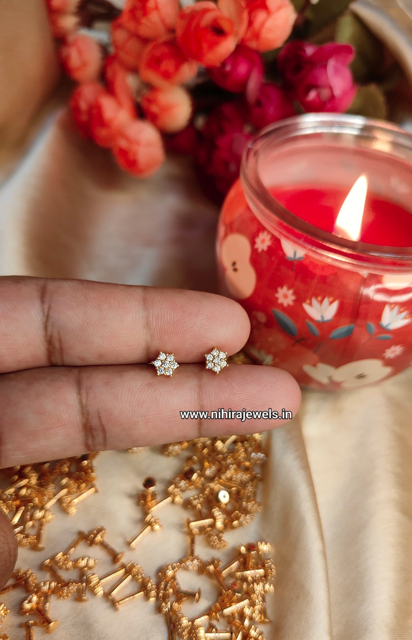 7 Stone Floral Earstud