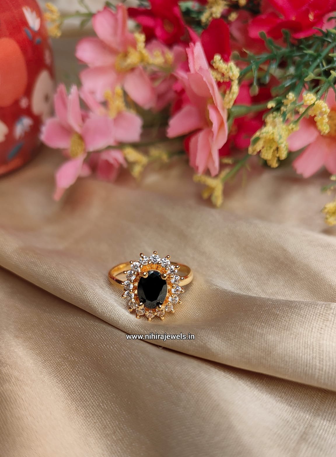 Sanvi Stone Ring - Black