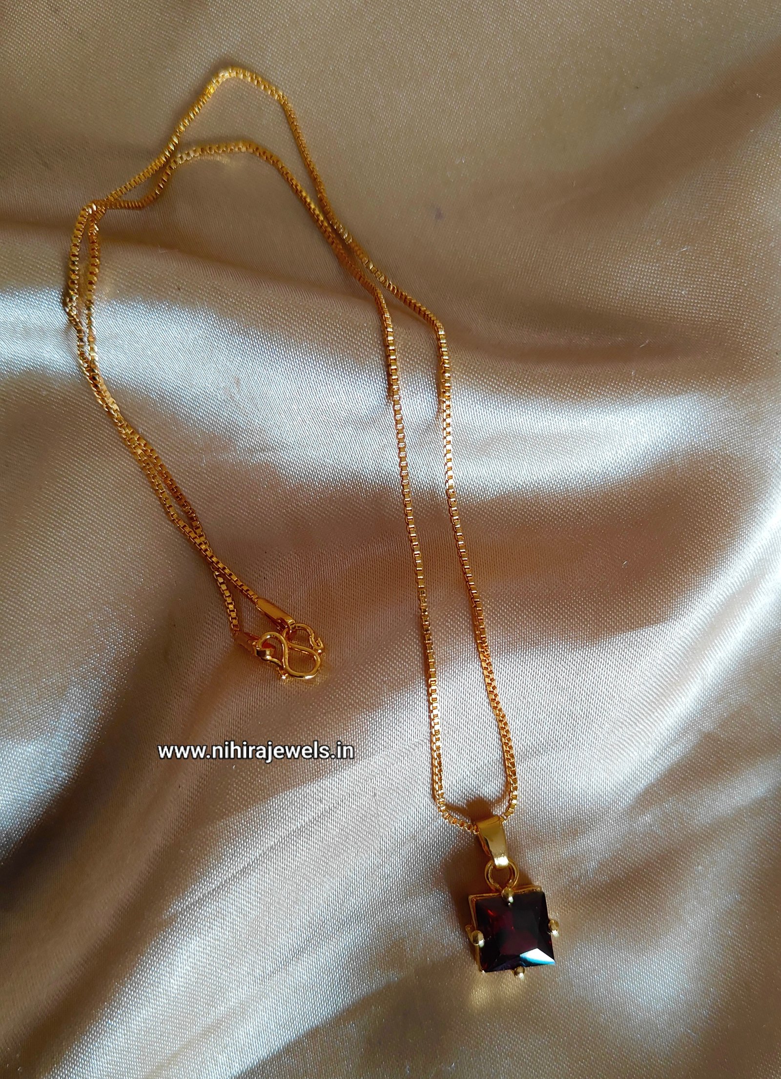 Ruby Maroon Pendant with Chain