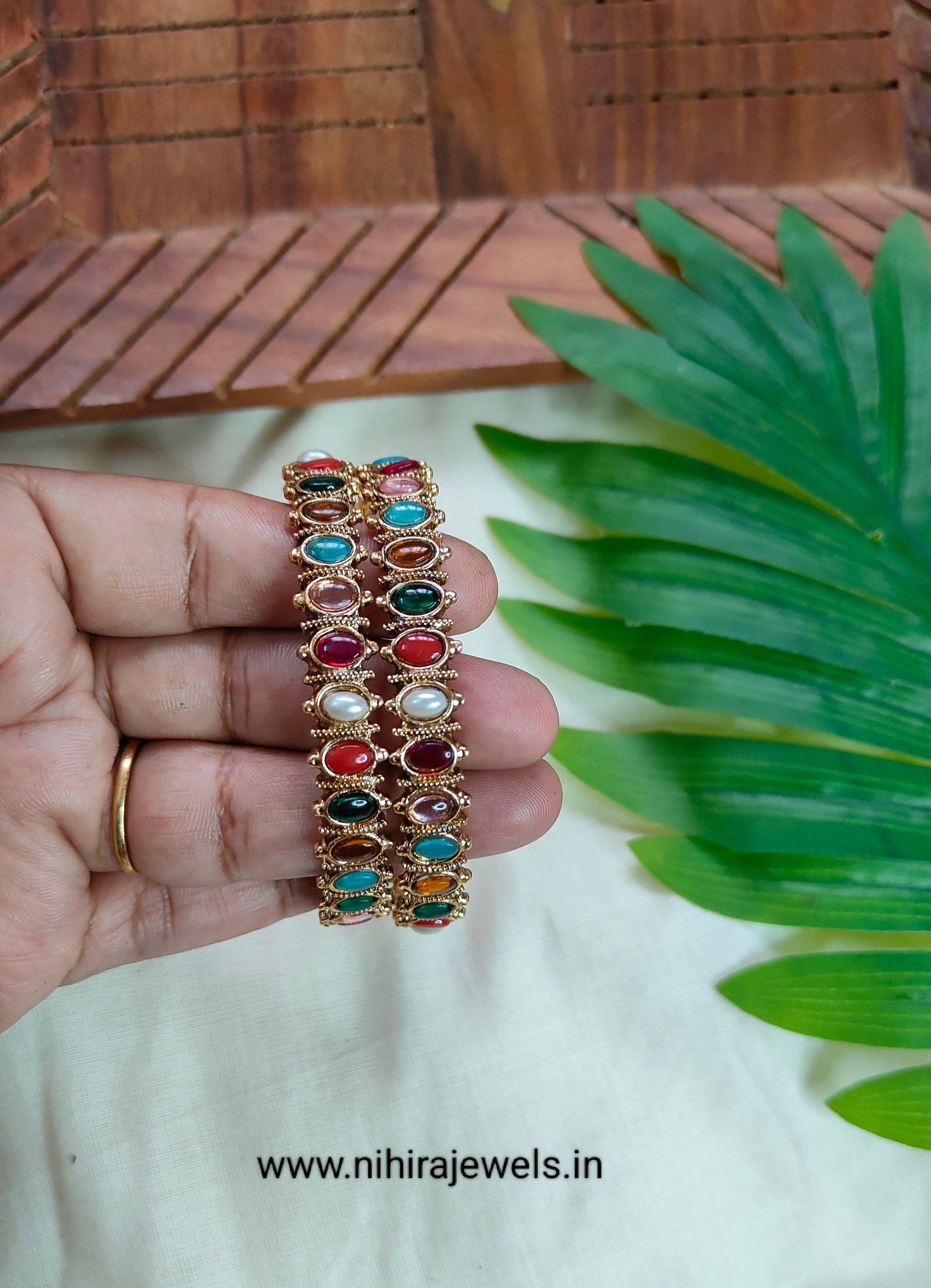 Navaratna Bangles (2 PCs) - Size 2.8