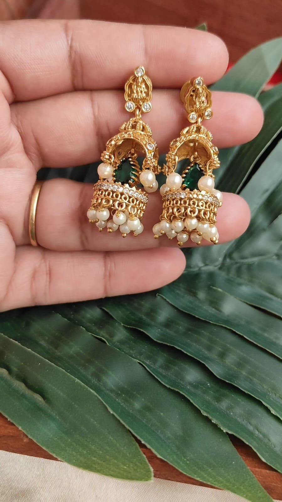 Green Pearl Heritage jhumka